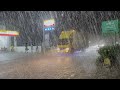 Extreme super crazy rain hits rural life again, strong wind storms & lightning on a scary night ⛈⛈⛈