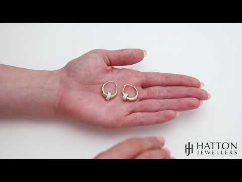 9ct Yellow Gold & Cubic Zirconia Ball Hoop Earrings - 18mm