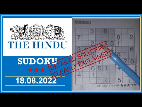 How to Solve 3 Star Hindu  Sudoku Aug 18,  2022 -  Step By Step Solution