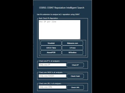 Chrome extension: OSIRIS (Open-source intelligence Reputation Intelligent Search)