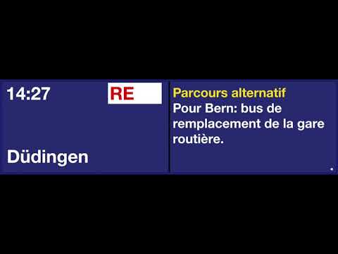 annonce TTS CFF / SBB TTS Ansage - RE pour Düdingen ne circule que jusqu'à Düdingen