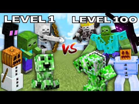 Alpha Wise - Level 1 MOBS  vs Level 100 MOBS in Minecraft Mob Battle
