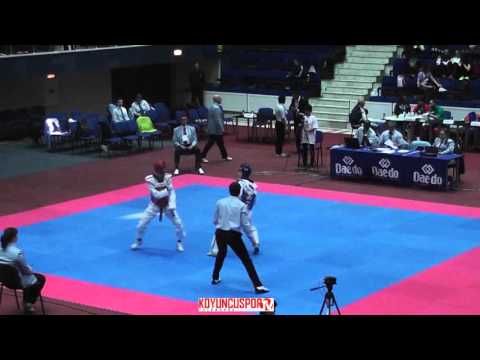 58kg Quarterfinal Aliu, Egers (ALB) vs (SWE) Lindstrom, Frederic (-21 European TKD Champions 2015)