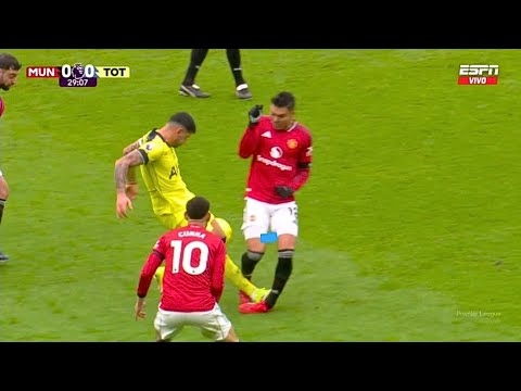 Cristian Romero Red Card vs Manchester United 🟥 | Romero Tackle on Casemiro | Mbuemo Goal