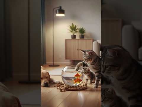 🐱🐟 On the Edge! Cat Paw vs Goldfish | The Family Showdown 🐾✨  #Shorts
