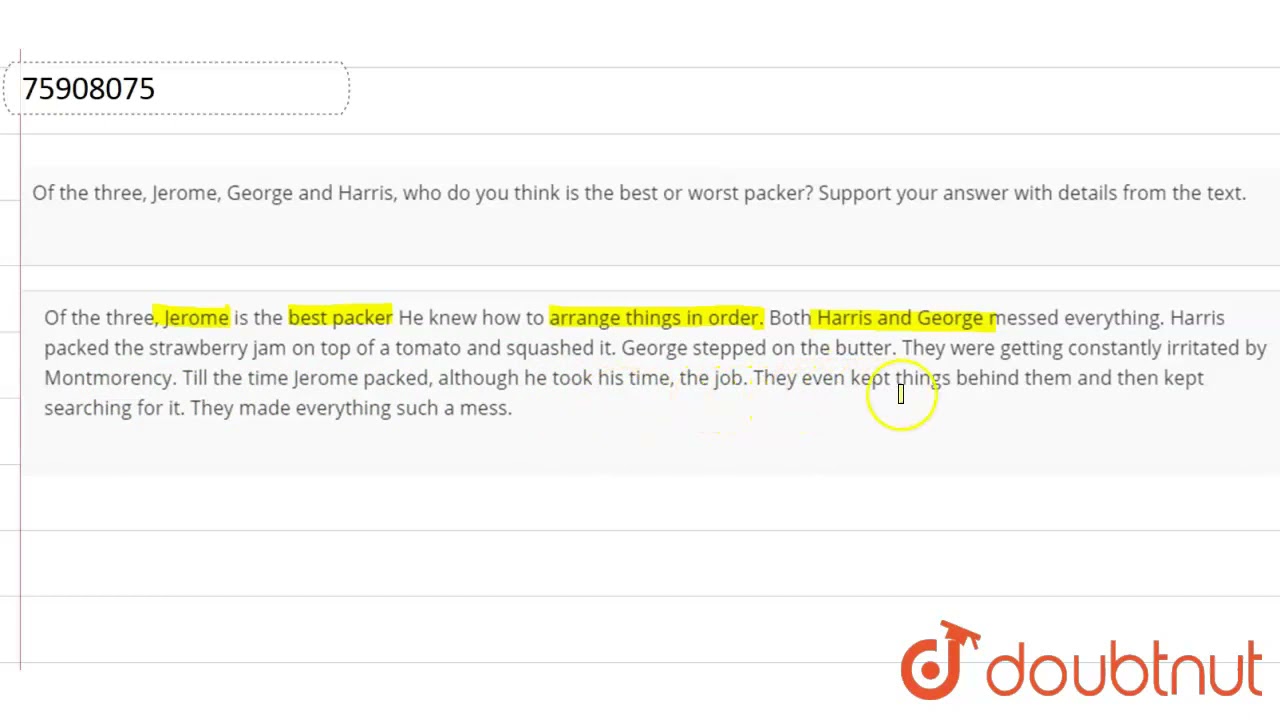 Watch video Of the three, Jerome, George and Harris, who do you think is the best or worst packer Support y... Now Of the three, Jerome, George and Harris, who do you think is the best or worst packer Support y...