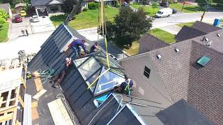 Installing Custom Artistic Pyramid Skylight on Luxury Home in Maple On