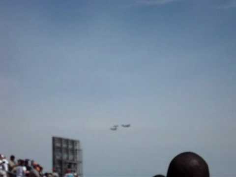 Andrews Air Show Heritage Flight (F-16, F-22, and P-51)