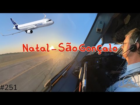 Airbus A320: Pouso em Natal no pôr do sol | Vista da cabine | 4291