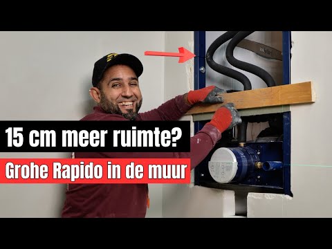 This is how I cut the Grohe Rapido shower frame into the wall, 15 cm extra space