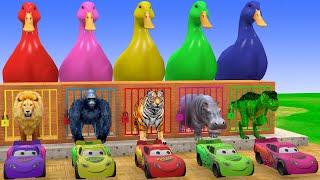 Long Slide Game with Cow Elephant Gorilla Hippopotamus Tiger 3d Animal Game Funny 3d Animals