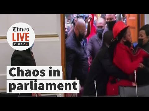 Chaos in parliament EFF MPs removed during Ramaphosa's budget speech
