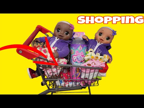 Baby Alive baby doll twins go shopping for new clothes and toys