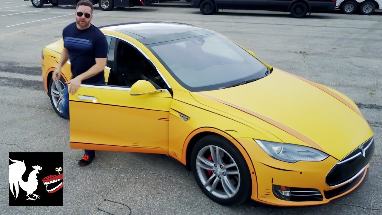 Burnie's Vlog with a Cartoon Tesla | Rooster Teeth