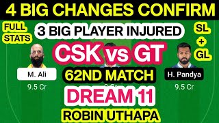 CSK vs GT Dream 11 Team Prediction | CSK vs GT Dream 11 Team Analysis Playing11 Pit Rep 62nd Match