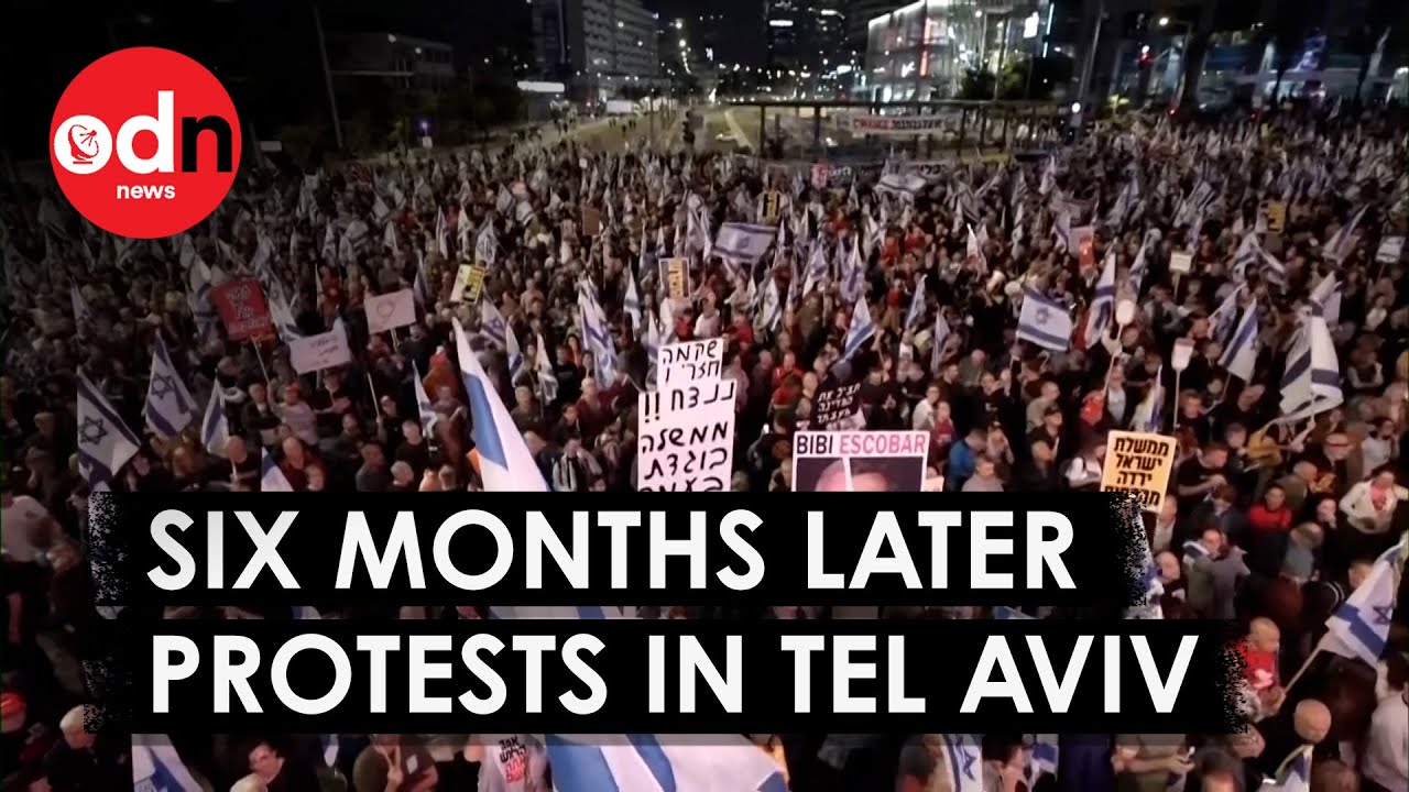 Tel Aviv Protesters Call On Netanyahu to Resign as Israel-Hamas War Hits Six-Month Mark