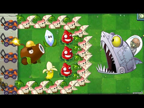 Plants vs Zombies 2: Coconut Cannon +Strawburst Power-up Vs Zomboss Battles