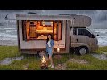 ️ Romantic Rain Camping With A Dog In A Cabin Truck At The Beach In Heavy Rain ASMR