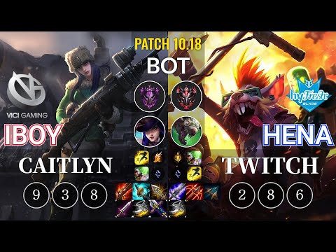 VG iBoy Caitlyn vs hyF Hena Twitch Bot - KR Patch 10.18