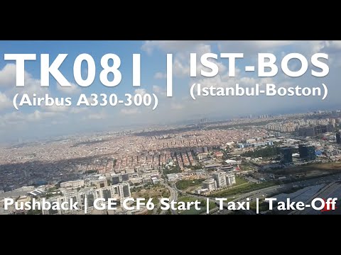 HD-Turkish Airlines TK-81 Airbus A330-300 Take-Off Istanbul-Atatürk to Boston