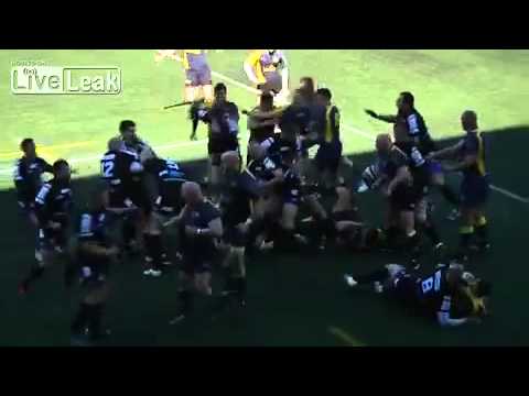 Huge Fight at Rugby match between Arka Gdynia and Budowlani Lodz