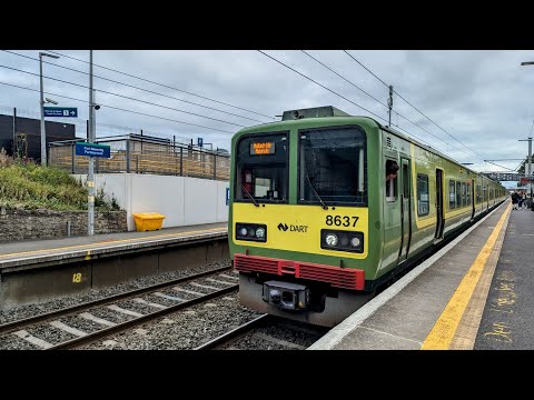 Irish Rail 8520 class Dart Train 8637/8738 departs Portmarmock Station, Co Dublin.