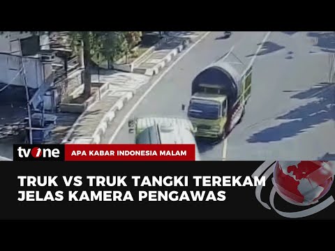 Detik-Detik Kecelakaan Truk Tabrak Truk Tangki Terekam CCTV, 3 Orang Alami Luka | AKIM tvOne