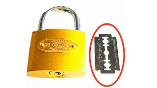 How to open a lock without key with  shaving blade Golden lock