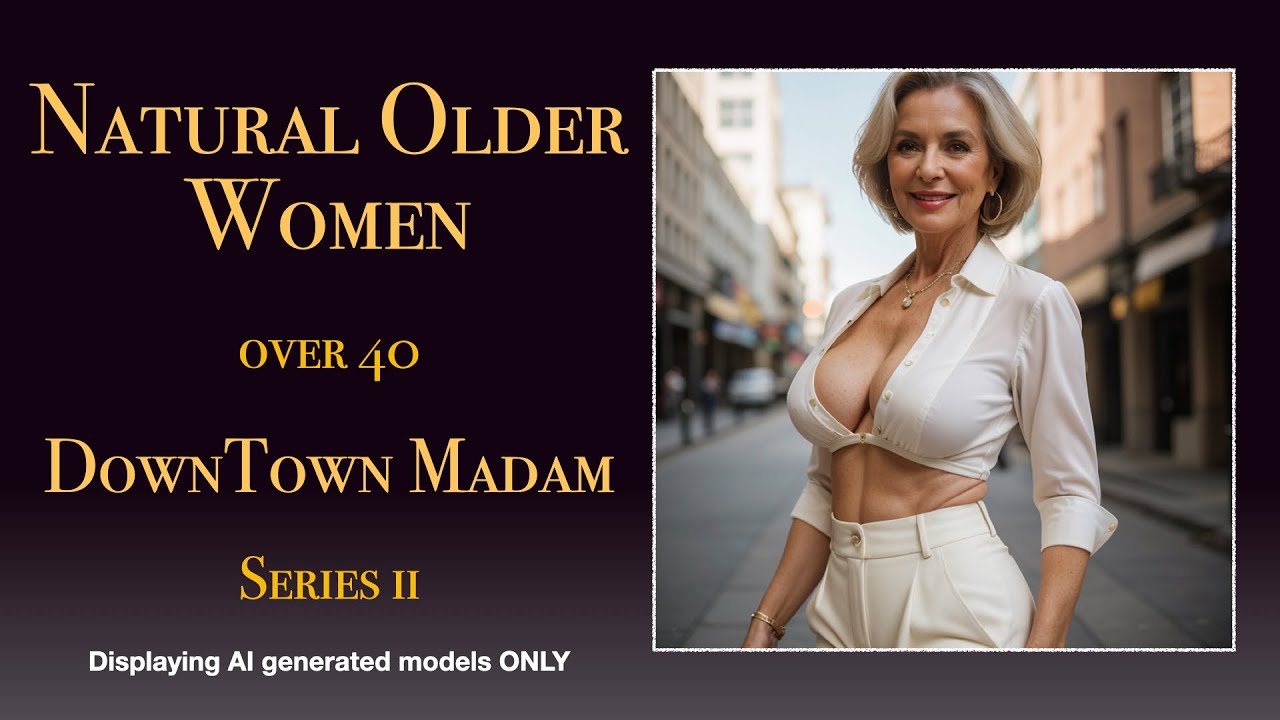 4K AI Natural Older Woman over 40 Down Town Madam