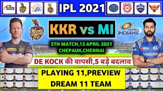 IPL 2021 KKR vs MI Playing 11 & Predictions | Kolkata Knight Riders vs Mumbai Indians Playing 11