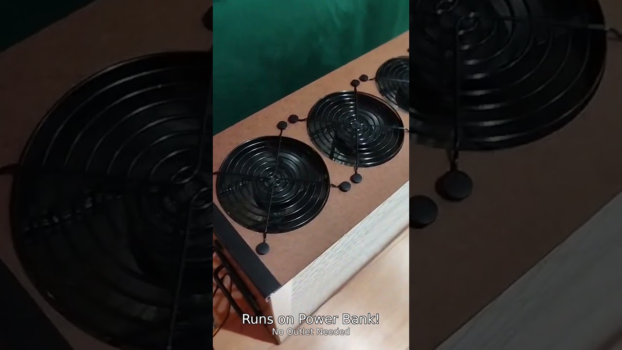 XL Luggable Air Purifier running on a portable Power Bank