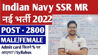 Indian Navy SSR MR New Recruitment 2022 | Navy SSR Mr Agniveer Bharti 2022 datails