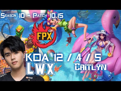 FPX Lwx CAITLYN vs EZREAL ADC - Patch 10.15 KR Ranked