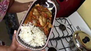 $4.17 Meal For 4. Southern Smothered Chicken With Vegetables And Rice