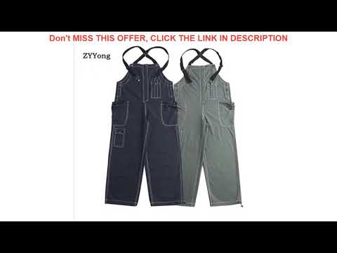 Slide 2020 New Fashion Men's Bib Overalls Loose Pant Navy Blue Solid Color Casual Japan Style Man A