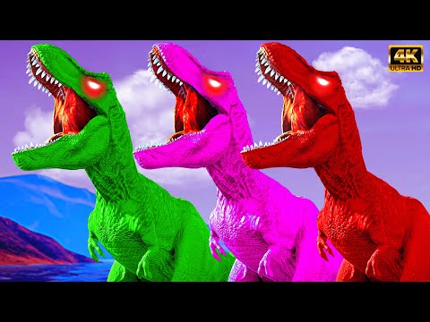 Tyrannosaurus Rex Color Pack Vs Polacanthus,Ankylosaurus,3Head I-REX Dinosaurs Fight Jurassic World