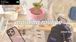 6 AM productive morning routine 🎀🫧 school vlog, cozy morning, CASETiFY, study vlog, baking⋆˚꩜。