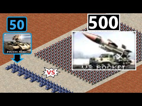 Prism Tanks vs V3 Launchers - 50 vs 500 - Red Alert 2