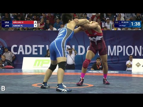 1/4 FS - 58 kg: V. ARUJAU (USA) df. R. SAKAKI (JPN), 9-6