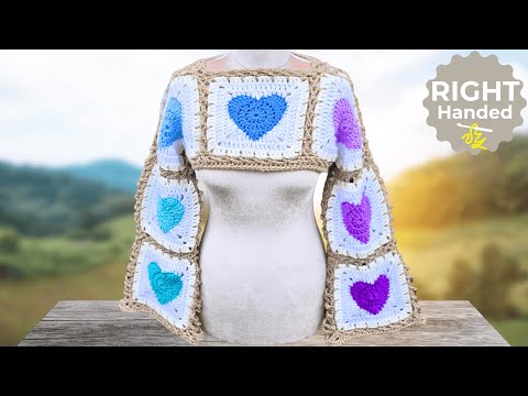 Laced Up Hearts Easy Shrug Sweater Crochet Pattern - Step by Step Tutorial!