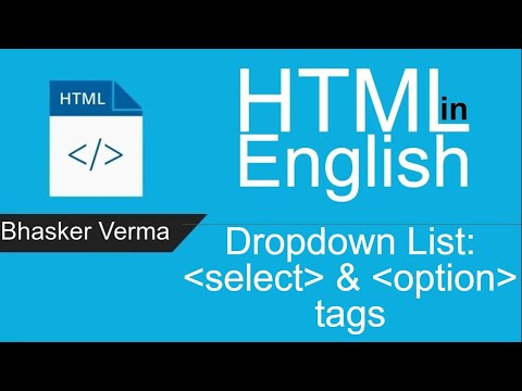 HTML tutorial for beginners in English 31| Dropdown List using Select and Option tags