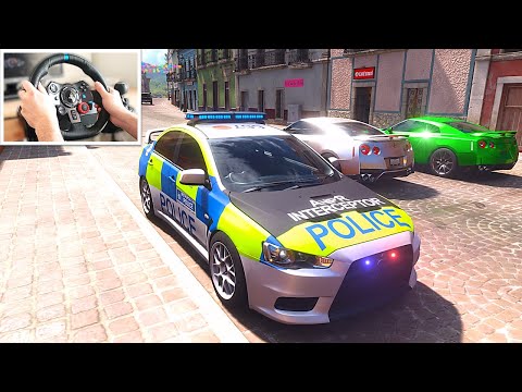 British Police Mitsubishi vs 2x Nissan GT-R Chase  | Forza Horizon 5 - Multiplayer | Logitech G29