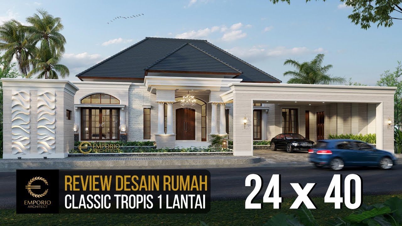 LUXURY HOUSE DESIGN IN CLASSIC TROPICAL STYLE BELONGING TO MR. HENDRY WITH A WIDTH OF 24M AND A L...
