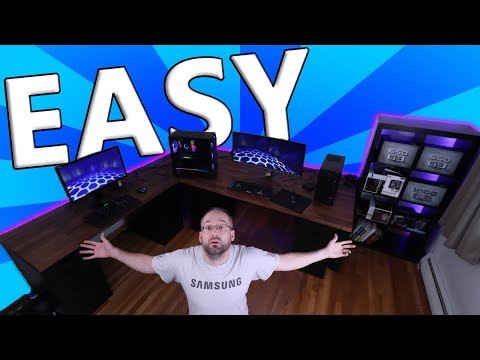 Part of a video titled How to Make a Cheap Inexpensive IKEA RGB Corner Desk with Little ...