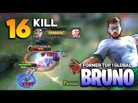 MANIAC! Hypercarry Bruno Best Build 2021 [ Former Top 1 Global Bruno ] By Pauuuu - Mobile Legends