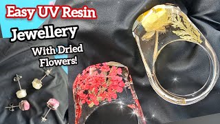 DIY UV Resin Jewellery with Dried Flowers 🌸 Rings & Earrings Tutorial | Easy Resin Crafts