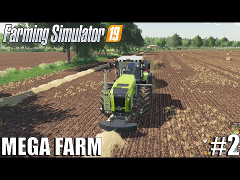 Baling straw, Wrapping 96 Grass bales   | MEGA FARM Challenge | Timelapse #2 | Farming Simulator 19