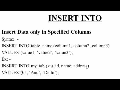 18 INSERT INTO Specified Column in SQL Hindi