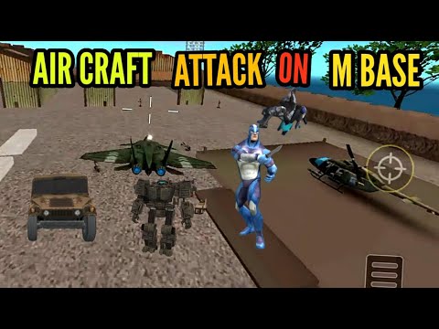 aircraft robot landing on military base rope hero vice town