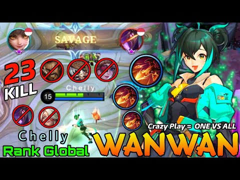 SAVAGE + 23 Kills! Wanwan 515 M-World New Skin Gameplay! - Top Global Wanwan by C h e l l y - MLBB